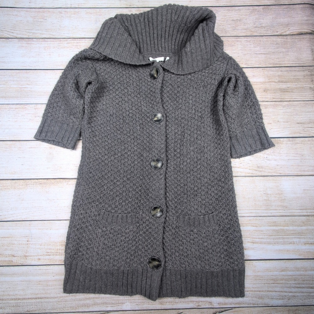 Vince Gray wool cashmere blend Shawl Collar Cardigan Sweater Short Sleeve Size S